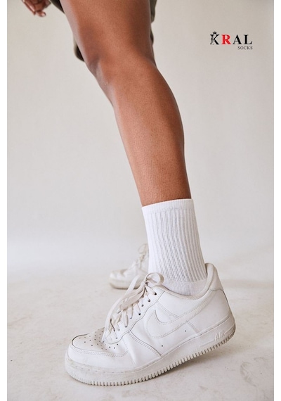 Kral Socks Unisex Beyaz 12 Çift Pamuklu Tenis Spor Uzun Soket Boy Çorap Beyaz