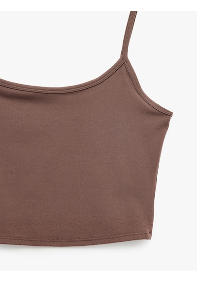 Koton Slim Fit İnce Askılı Crop Spor Bluz Mürdüm 7wak30031nk Mor