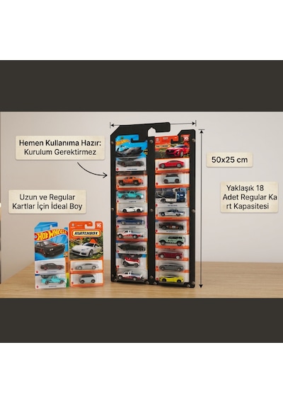 Kartonet Sergileme Standı 4 Adet ,72 Araç Kapasiteli Uzun Ve Regular Kart Display Sergileme Vitrini Siyah