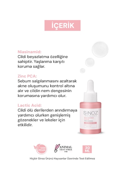 Sinoz Gözenek Sıkılaştırıcı Sebum  Sivilce  Serum Niacinamide 10% + Zinc Pca 1% 30 ML