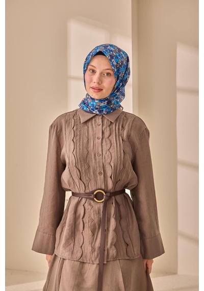 Silk Home Soft Eşarp 73092-06 Lacivert, Mavi, Füme, Gümüş, Beyaz