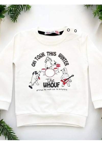 Cantoy Erkek Bebek Winter Yazılı Pamuklu Sweatshirt-14658 Ekru