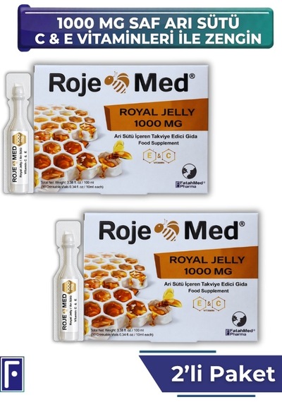 Royal Jelly 1000 Mg Arı Sütü Fresh Vitamin C & E 10 Shot 2'li Avantaj Paketi