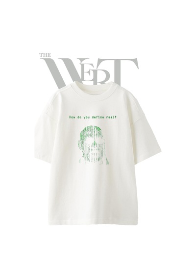 Thewert Matrix Neo Tasarım Baskılı Ünisex Beyaz Oversize T-shirt