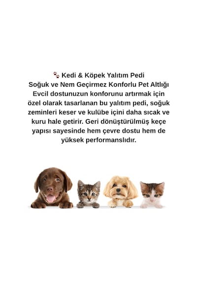Keçecimemett Kedi Köpek İçin Yalıtım Pedi Soğuk Ve Nem Koruyucu Altlık Kkerg-018