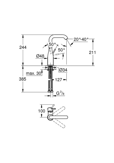 Grohe Essence Tek Kumandalı Lavabo Bataryası 1/2" L-Boyut - 24177001 Gümüş