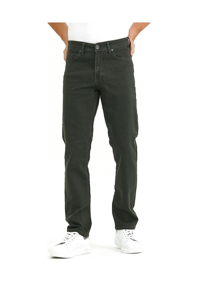 Digital Jeans Normal Kesim Fermuarlı Geniş Paça Yüksek Bel Erk Haki Açık Gri