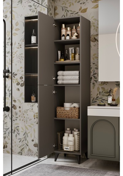Ramses Çok Amaçlı Dolap - Kiler Dolabı - Banyo Dolabı - Ayakkabılık - Mutfak Dolabı Mdf Gri