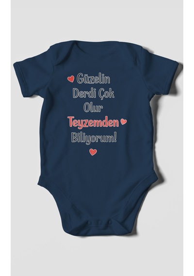 Morivokids Teyzeye Özel Kısa Kollu Bebek Body %100 Pamuk Lacivert