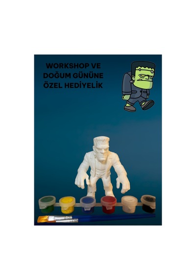 3d Frankeştayn Figür Boyama Seti - Kendin Boya Hobi Ve Etkinlik Seti - Akrilik Boya + 2 Fırça