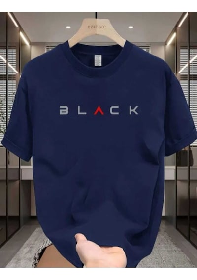 Kozia Outdoors Maloçbey Modern Siyah Baskılı Oversize Unisex Basic O Yaka T-shirt Lacivert