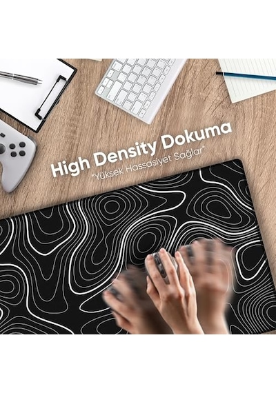 Minesk 90x40 Cm Xxl Gaming Mouse Pad High Density Hybrid Kumaş Kaymaz Taban Yüksek Çözünürlüklü Baskı Fare Altlığı Oyuncu Mousepad Siyah İzohips