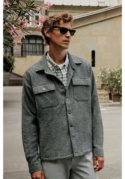 AC&Co / Altınyıldız Classics Erkek Yünlü Sıcak Tutan Comfort Fit Rahat Kesim Klasik Yaka Gömlek Ceket Gri AC&Co / Altınyıldız Classics Erkek Yünlü Sıcak Tutan Comfort Fit Rahat Kesim Klasik Yaka Gömlek Ceket Gri