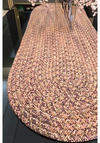 Tres İpli Kalın Yapıda 35x100 Cm Runner Şık Masa Orta Sehpa Üstü Dekoratif Sofra Aksesuarı Toprak
