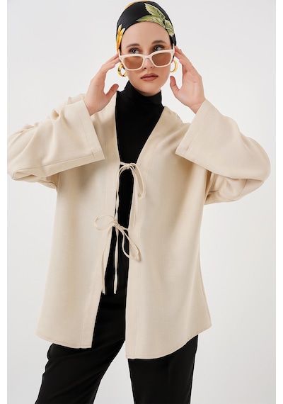 Bigdart Keten Tesettür Kimono 5968 - Krem