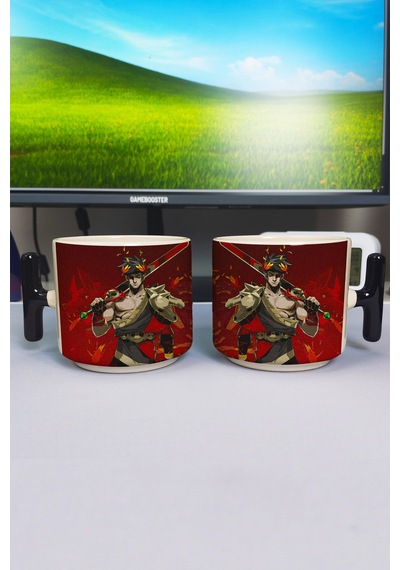Hades Baskılı Seramik Lüks Kupa 1 Adet T Şeklinde Özel Siyah Kulp Dalga Kulp V2t Çok Renkli