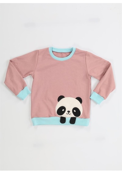 Panda Gülkurusu Kız Çocuk Sweatshirt Gülkurusu - Mint Gülkurusu