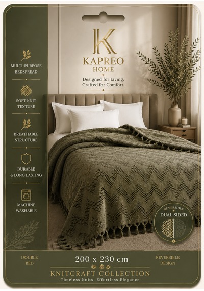 Kapreo Home Craft Collection Premium Çift Kişilik Pike 200 X 230 Haki