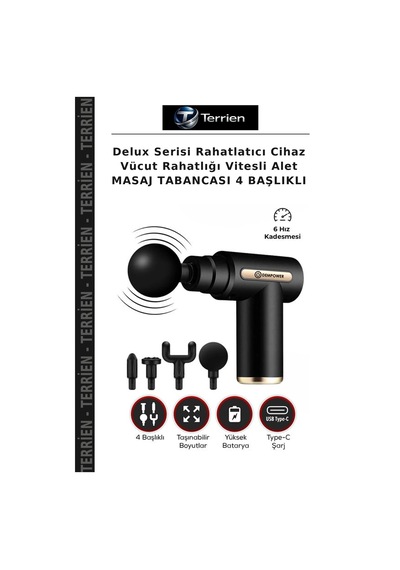 Delux Serisi Rahatlatıcı Cihaz Vücut Rahatlığı Vitesli Alet Masaj Tabancası 4 Başlıklı Çok Renkli