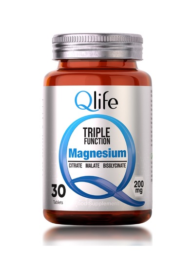 Qlife Magnezyum Triple Sitrat ve Malat ve Bisglisinat 30 Tablet﻿﻿