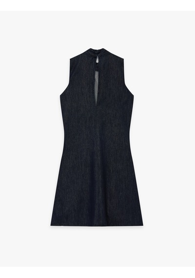 Koton Dik Yaka Kolsuz Mini Denim Elbise Koyu İndigo 6sal80024md Indigo