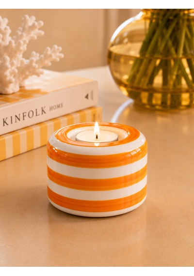 Mumluk Tilayt - 3 Lü Seramik El Dekoru Mumluklar Soft Sarı Zebra