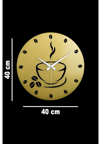 Coffe Model Metal Lazer Kesim Akar Sessiz Mekanizmalı Duvar Saati 40 40 Cm -m007 Gold