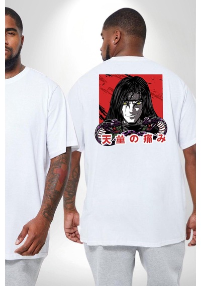 Angemiel Orochimaru Anime Büyük Beden Beyaz Tişört Kadın Erkek Ünisex Sırt Baskılı Beyaz