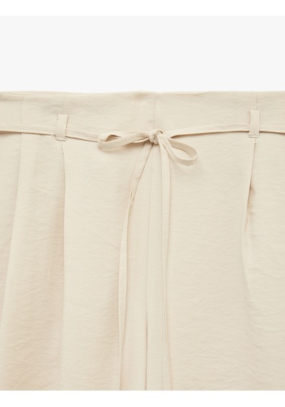 Koton Modal Kumaş Beli Bağcıklı Geniş Paça Palazzo Pantolon Taş 6sak40225pw