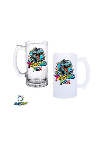 Dinozor Kulplu Bira Bardağı Buzlu Veya Şeffaf Seçenekli 0285