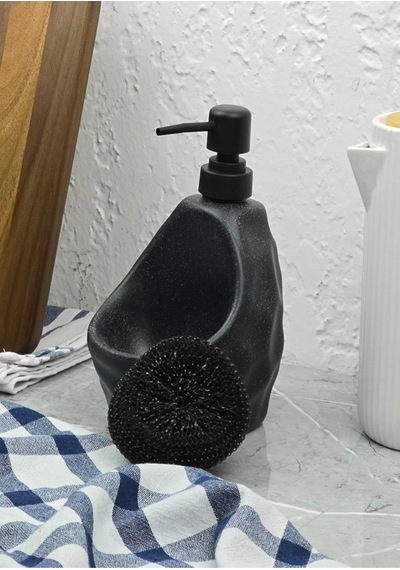 Taş Desenli Sıvı Sabunluk - Sünger Hazneli Mutfak Sabunluğu - 700 Ml - Çakıl Desen -