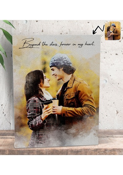 Bk Gift Kişiye Özel Sulu Boya Tasarımlı Kanvas Tablo-1 15x20 , Sevgiliye Hediye, Sevgililer Günü Hediyesi Kobitmeyencom33874 Bk Gift