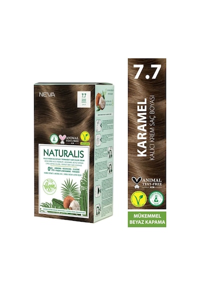Nevacolor Naturalis Vegan Amonyaksız Karamel 7.7 Kalıcı Krem Saç Boyası Seti