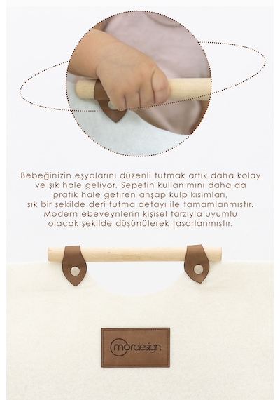 Keçe Çocuk Oyuncak/kirli Çamaşır Depolama Sepeti, Çok Amaçlı Saklama Sepeti, Morbunny Serisi Bej