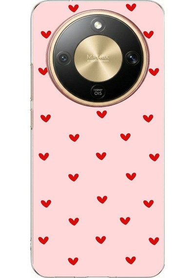 Honor Magic 8 Lite Uyumlu Kırmızı Minik Kalpler Baskılı Silikon Kılıf Renkli