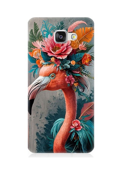 Samsung Galaxy A7 2016 Uyumlu Çiçekli Flamingo Desenli Silikon Kılıf
