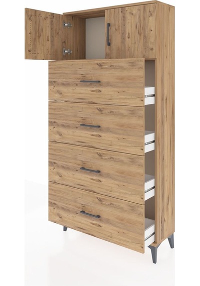 Arges Dolap Tek Raflı 4 Çekmeceli 2 Kapaklı 88x30x182 Çam-çam Çam Arges Dolap Tek Raflı 4 Çekmeceli 2 Kapaklı 88x30x182 Çam-çam Çam