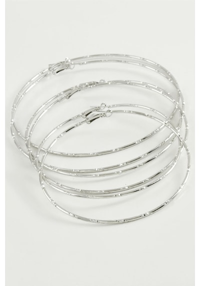 Zenviac456 Noktalı Metal Halka Küpe 6 Adet Zenviac45678 Gümüş 32931674
