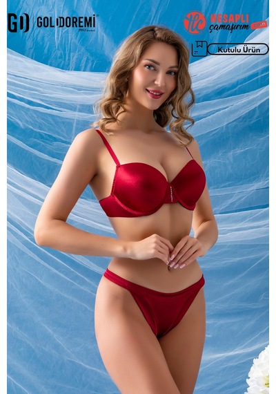 Gd Goldoremi Premium Series Kadın Hafif Destekli Saten Görünüm Sütyen Ve Slip Külot Takım Bordo Gd Goldoremi Premium Series Kadın Hafif Destekli Saten Görünüm Sütyen Ve Slip Külot Takım Bordo