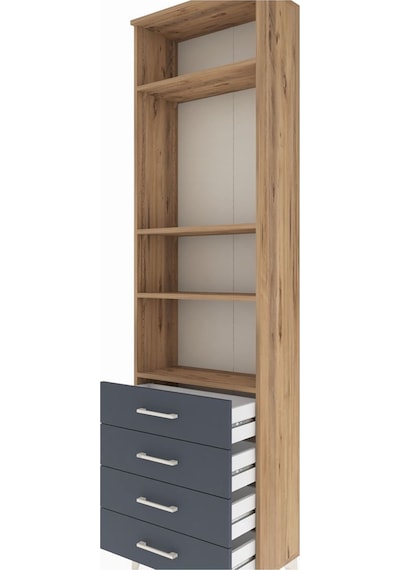 Arges Dolap 4 Raflı 4 Çekmeceli 60x30x221 Çam-antrasit Çam