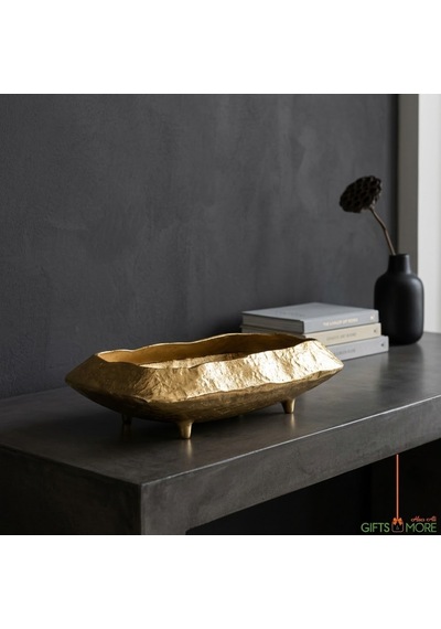 Sculpt Cubıc Gold Dekoratif Tabak 35x20x9