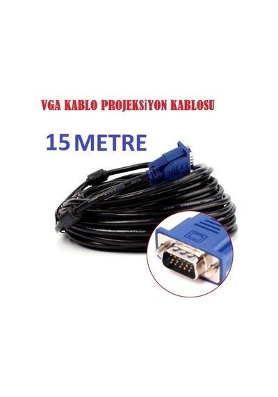 Vga Monitör Projeksiyon Görüntü Kablosu Uzatma Kablosu 15M Metre