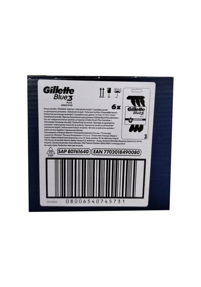 Gillette Blue3 Sensitive Kullan At Tıraş Bıçağı 3'lü 20'li Paket