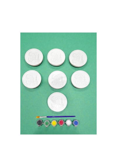 Ramazan İslami Temalı Taş Boyama Seti 7 Adet Etkinlik Workshop 8 Cm Çap