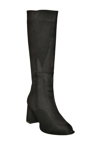 Fox Shoes V590179602 Siyah Süet Kalın Topuklu Klasik Kadın Çizme Siyah-Süet