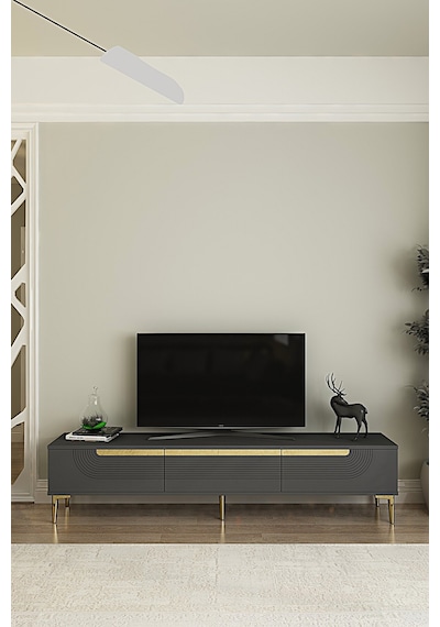 Tsa1805ag - Meyra Tsa180 Tv Stand, Tv Sehpası Ve Tv Ünitesi Antrasit-gold 180cm Tsa1805ag - Meyra Tsa180 Tv Stand, Tv Sehpası Ve Tv Ünitesi Antrasit-gold 180cm