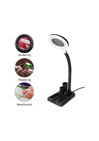 Northcity Esnek 5x /10x,40 Led Işıklı Büyüteç ,lamba Büyüteç Okuma, Çalışma Lehim Masa Lambası A808