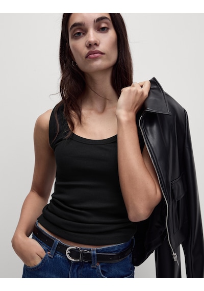 Marks & Spencer Pamuk Karışımlı Ribana Slim Fit Atlet Siyah