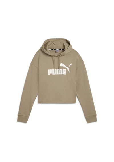 Puma Ess Cropped Logo Hoodie Kadın Bej Sweatshırt Kahverengi Kahverengi