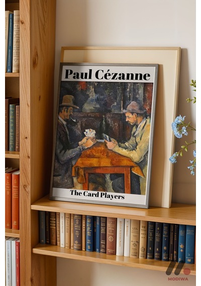 Paul Cezanne Kağıt Oyuncuları, Siyah Çerçeveli Duvar Tablosu - Sanatsever Hediyesi